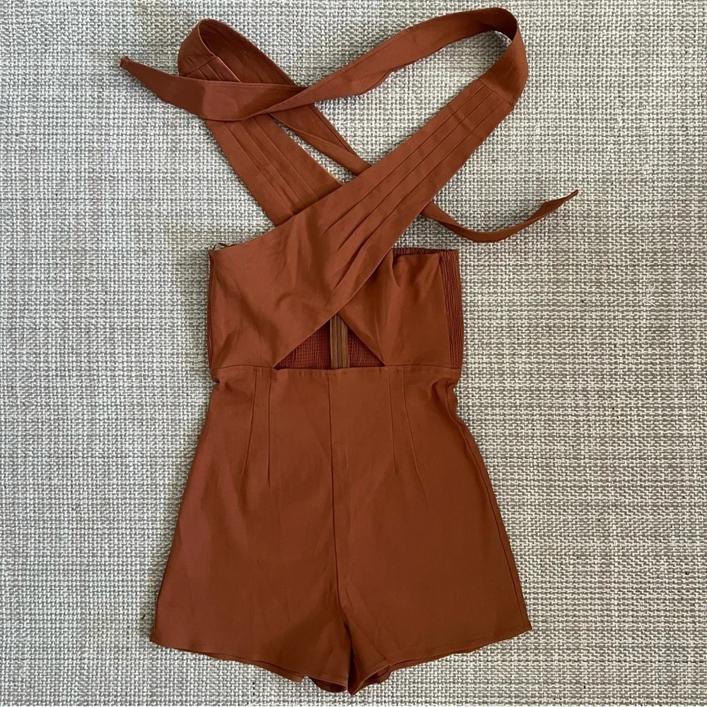 Fashion Nova Orange Cross Halter Playsuit - Picture 4 of 6